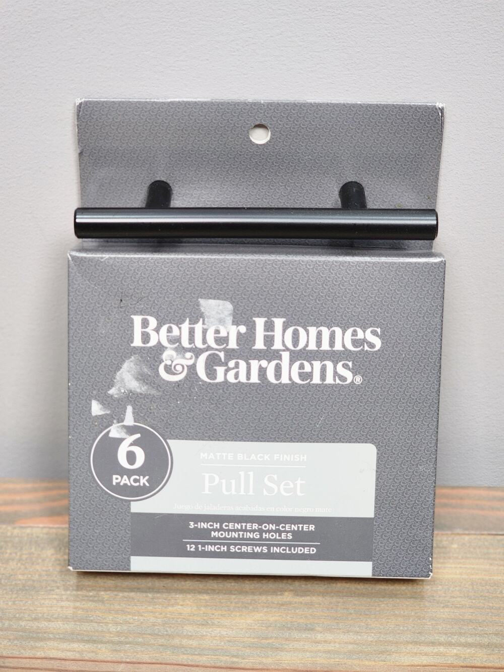 NEW BETTER HOMES & GARDEN 6 PACK Matte Black FINISH PULL SET